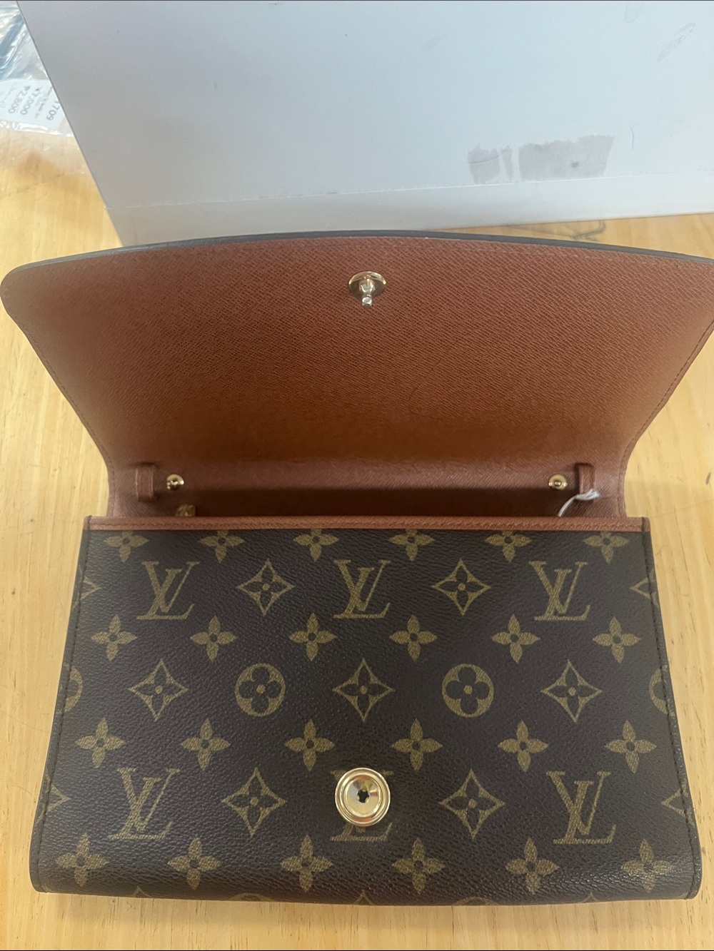 Louis Vuitton Monogram Canvas Clutch with Brown Trim - Picture 4 of 8